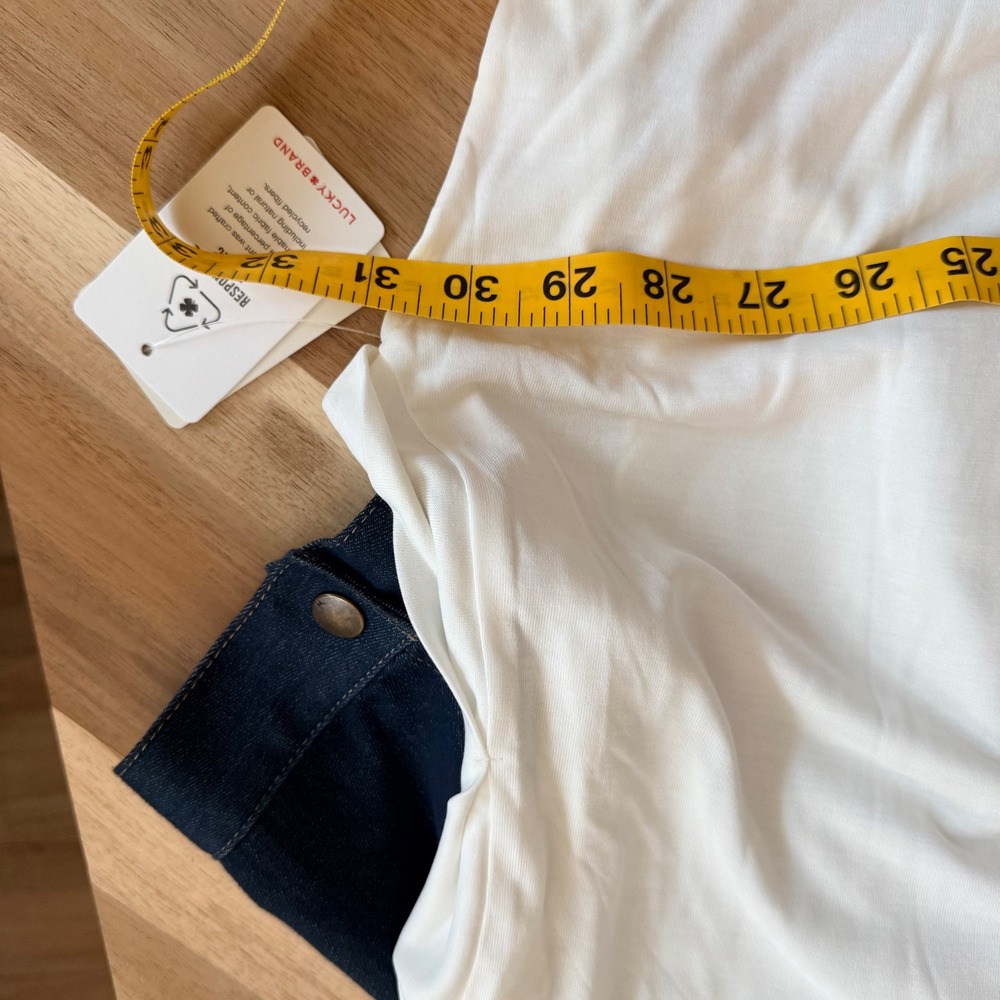Lucky Brand Womens XXL Elevated Basic Cream Modal Blend Dolman Short Sleeve Tee - Picture 6 of 7
